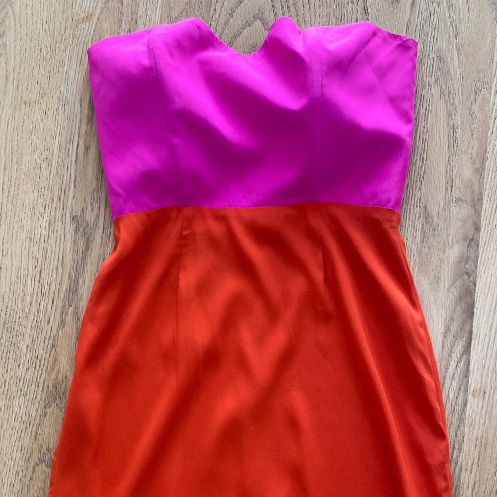 Silk Mini Party Dress by Jennifer Hope in bright PINK/RED